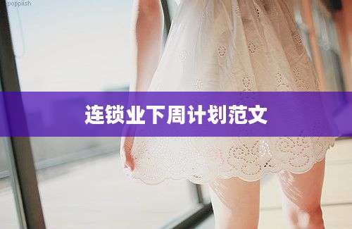 连锁业下周计划范文