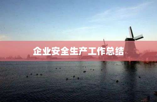 企业安全生产工作总结