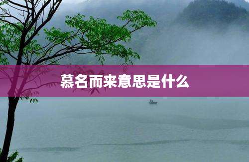 慕名而来意思是什么