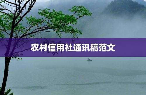 农村信用社通讯稿范文