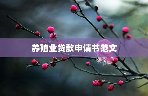 养殖业贷款申请书范文