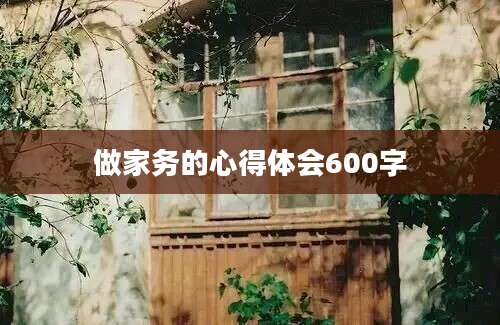 做家务的心得体会600字