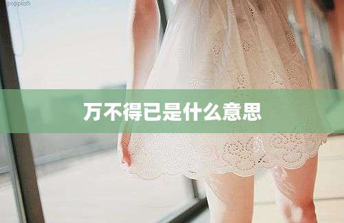 万不得已是什么意思