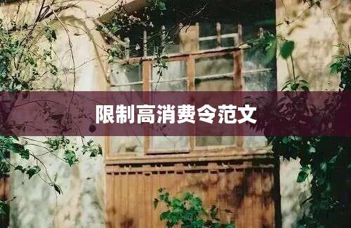 限制高消费令范文