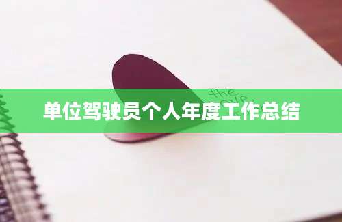 单位驾驶员个人年度工作总结