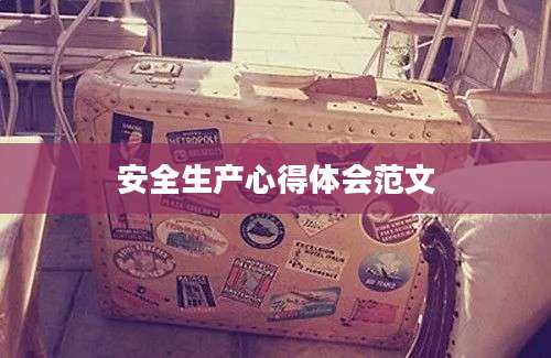 安全生产心得体会范文