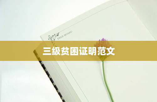 三级贫困证明范文