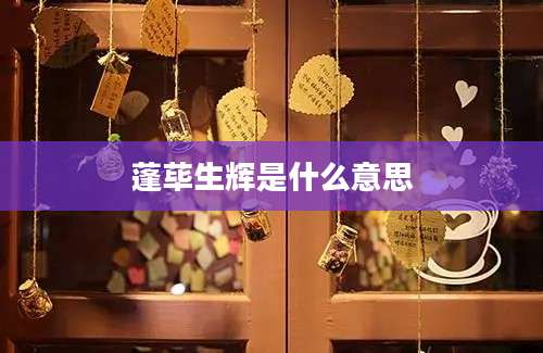 蓬荜生辉是什么意思
