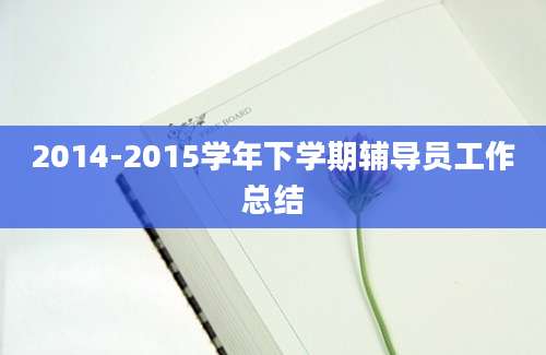 2014-2015学年下学期辅导员工作总结
