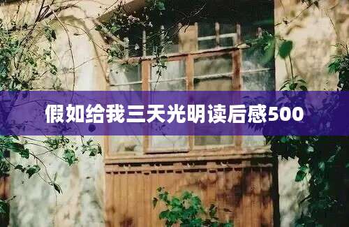 假如给我三天光明读后感500