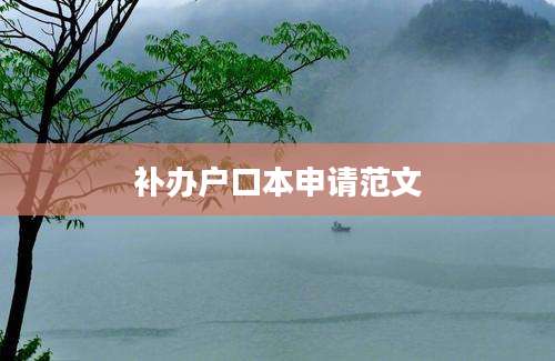 补办户口本申请范文