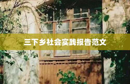 三下乡社会实践报告范文