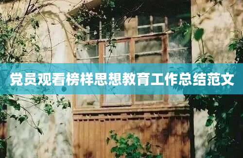 党员观看榜样思想教育工作总结范文