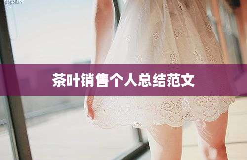 茶叶销售个人总结范文