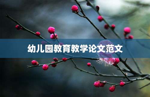 幼儿园教育教学论文范文