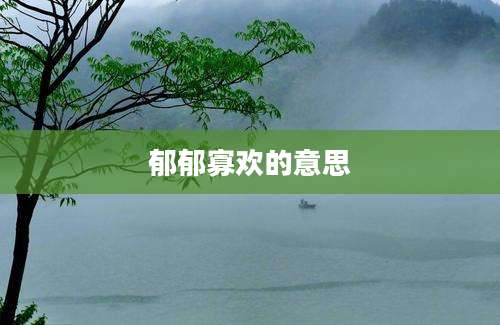 郁郁寡欢的意思