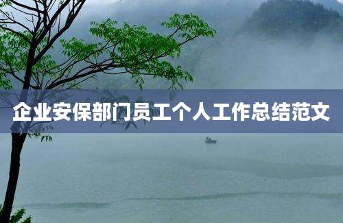 企业安保部门员工个人工作总结范文