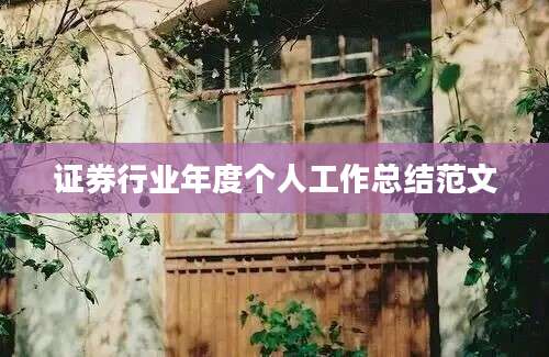 证券行业年度个人工作总结范文