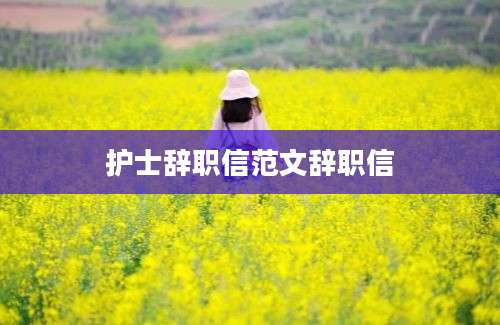 护士辞职信范文辞职信
