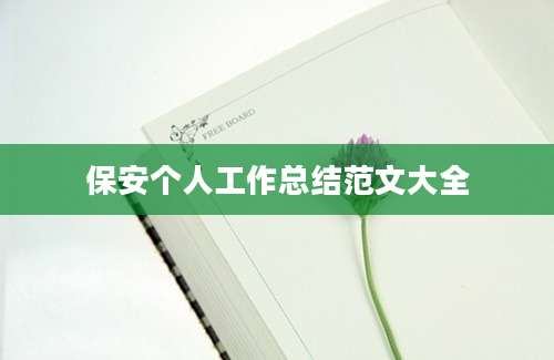 保安个人工作总结范文大全