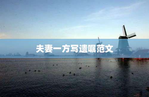 夫妻一方写遗嘱范文