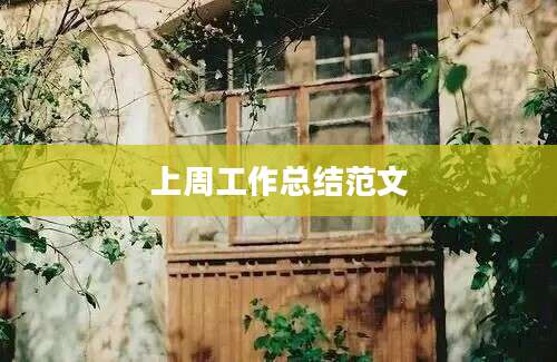上周工作总结范文