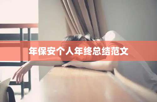 年保安个人年终总结范文