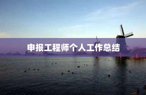 申报工程师个人工作总结