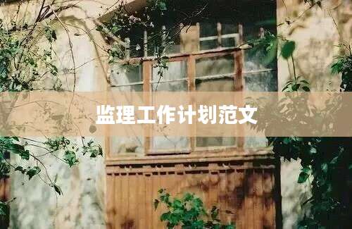 监理工作计划范文
