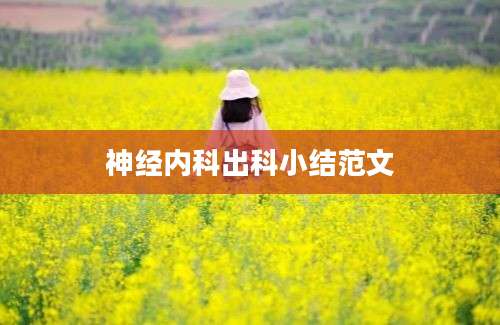 神经内科出科小结范文