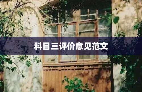 科目三评价意见范文