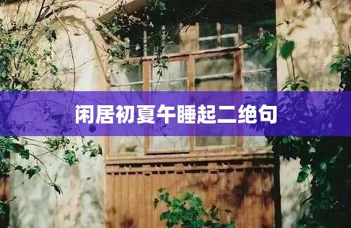 闲居初夏午睡起二绝句
