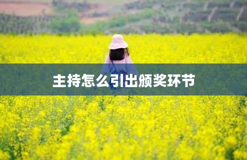 主持怎么引出颁奖环节