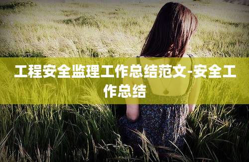 工程安全监理工作总结范文-安全工作总结