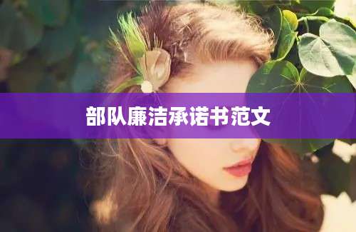 部队廉洁承诺书范文