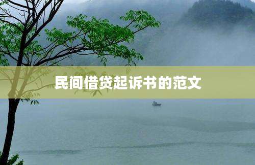 民间借贷起诉书的范文