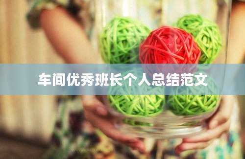车间优秀班长个人总结范文