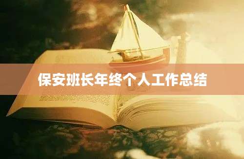 保安班长年终个人工作总结