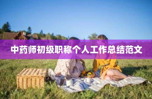 中药师初级职称个人工作总结范文