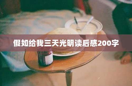 假如给我三天光明读后感200字