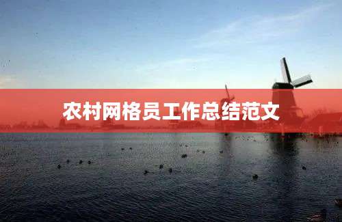 农村网格员工作总结范文