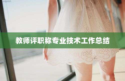教师评职称专业技术工作总结
