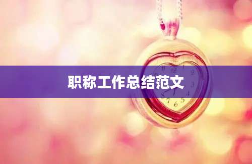 职称工作总结范文
