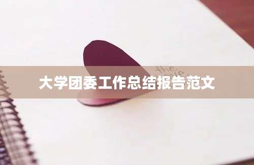 大学团委工作总结报告范文