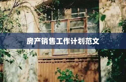 房产销售工作计划范文