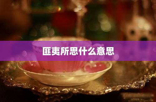 匪夷所思什么意思