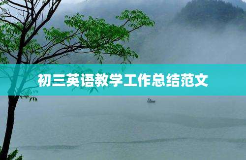 初三英语教学工作总结范文