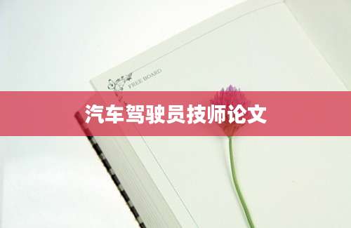 汽车驾驶员技师论文