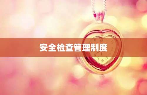 安全检查管理制度