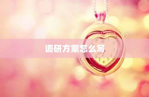 调研方案怎么写